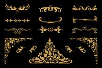 Gold vintage Victorian separator vector set, remix from The Model Book of Calligraphy Joris Hoefnagel and Georg Bocskay