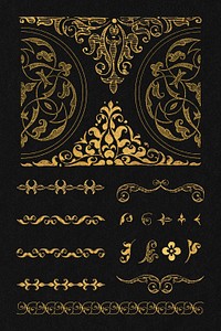 Victorian gold vintage divider set, remix from The Model Book of Calligraphy Joris Hoefnagel and Georg Bocskay