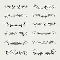 Vintage divider element psd ornamental set, remix from The Model Book of Calligraphy Joris Hoefnagel and Georg Bocskay