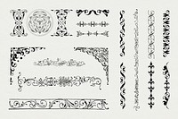 Black Victorian psd vintage ornamental element set, remix from The Model Book of Calligraphy Joris Hoefnagel and Georg Bocskay