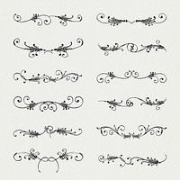 Vintage divider psd element ornamental set, remix from The Model Book of Calligraphy Joris Hoefnagel and Georg Bocskay