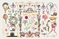 Antique Victorian decorative vector ornament set, remix from The Model Book of Calligraphy Joris Hoefnagel and Georg Bocskay