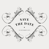 Save the date vector vintage black badge emblem