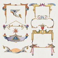 Victorian frame border psd ornament, remix from The Model Book of Calligraphy Joris Hoefnagel and Georg Bocskay