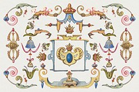 Psd victorian objects ornamental border, remix from The Model Book of Calligraphy Joris Hoefnagel and Georg Bocskay