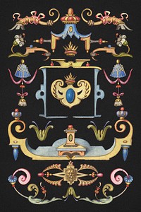 Psd victorian objects ornamental border, remix from The Model Book of Calligraphy Joris Hoefnagel and Georg Bocskay