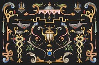 Psd victorian objects ornamental border, remix from The Model Book of Calligraphy Joris Hoefnagel and Georg Bocskay