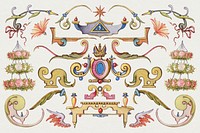 Psd victorian objects ornamental border, remix from The Model Book of Calligraphy Joris Hoefnagel and Georg Bocskay