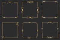 Gold filigree frame set psd, remix from The Model Book of Calligraphy Joris Hoefnagel and Georg Bocskay