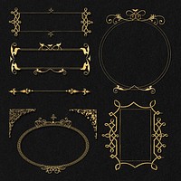 Vintage psd Victorian frame border ornament collection, remix from The Model Book of Calligraphy Joris Hoefnagel and Georg Bocskay