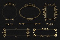 Psd vintage Victorian frame border ornament collection, remix from The Model Book of Calligraphy Joris Hoefnagel and Georg Bocskay