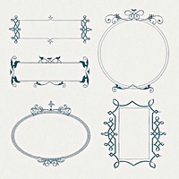 Vintage Victorian psd frame border ornament collection, remix from The Model Book of Calligraphy Joris Hoefnagel and Georg Bocskay