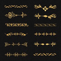 Vintage gold divider psd element set, remix from The Model Book of Calligraphy Joris Hoefnagel and Georg Bocskay