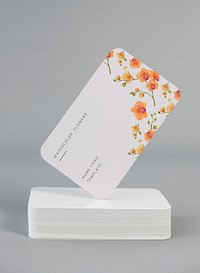 Watercolor flowers business card mockup