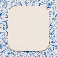 Blue watercolor floral frame vector with beige background