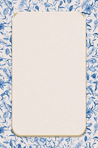 Blue watercolor floral frame psd with beige background