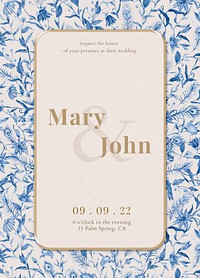 Editable invitation card template psd with watercolor peacocks and flowers illustration