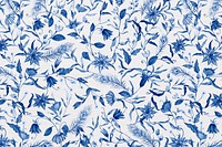 Background of floral pattern psd with blue watercolor flowers illustration