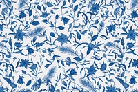 Background of floral pattern vector with blue watercolor flowers illustration