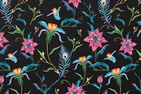 Floral pattern psd on black background