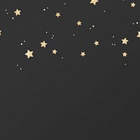 Golden psd shimmery stars pattern on black background