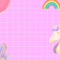 Hot pink pony vector rainbow grid aesthetic
