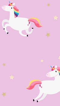 Pink unicorn and gold stars cartoon social banner