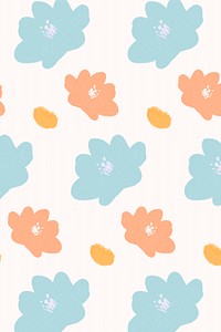 Colorful pastel flowers hand drawn pattern banner