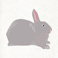 Gray rabbit animal vintage hand drawn illustration
