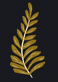 Leaf floral illustration psd vintage gold stencil pattern