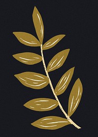 Leaf botanical illustration psd vintage gold stencil pattern