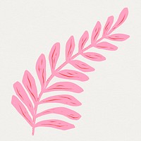 Pink leaf psd linocut vintage floral clipart