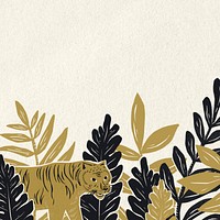 Gold tiger border psd floral vintage jungle background