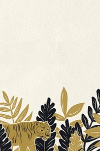 Gold tiger border psd floral vintage jungle background