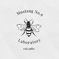 Vintage bee branding linocut psd editable template