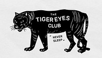 Vintage tiger logo linocut psd editable template