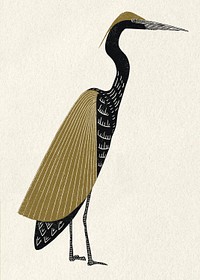 Heron vintage stencil pattern psd painting