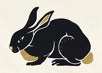 Black rabbit animal vintage drawing