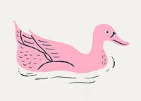 Pink swimming duck bird vintage stencil