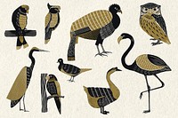 Wildlife animals psd vintage stencil pattern collection
