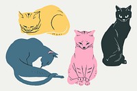 Vintage cat animal vector hand drawn illustration collection