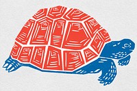 Vintage red turtle psd reptile hand drawn