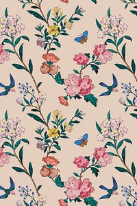 Psd colorful floral pattern vintage background