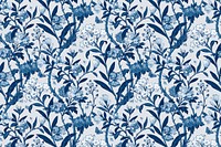 Psd blue botanical pattern vintage background