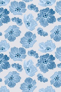 Psd blue wild rose floral pattern vintage background