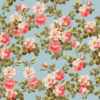 Psd colorful wild rose floral pattern vintage background