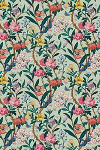 Psd colorful botanical pattern vintage background