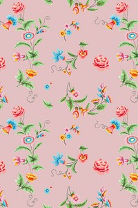 Psd pastel floral pattern vintage background