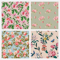 Vector colorful floral vintage background collection