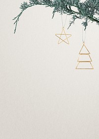 Christmas ornaments hanging on a tree background